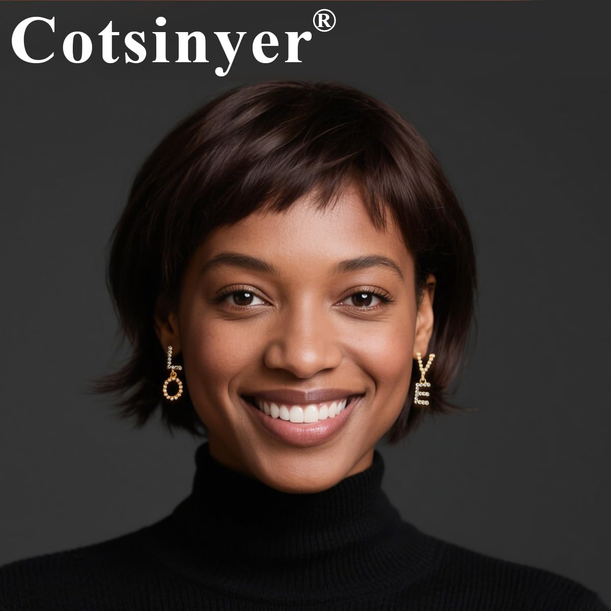 Cotsinyer Pendientes Colgantes Elegantes de Carta de Amor (Dorado y Blanco)