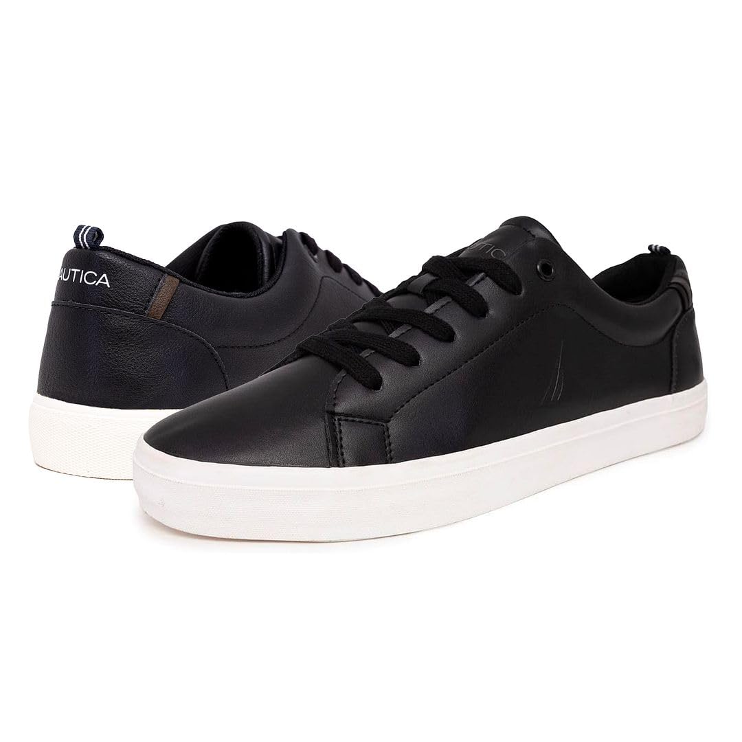 Nautica Men's Fashion Sneaker Casual Skate Lace-Up Shoe, Classic Tennis Low Top Loafer-Graves 3-Black