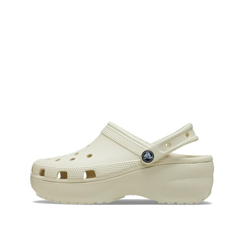 Crocs Women's Classic Platform Clogs, Platform Shoes, Bone