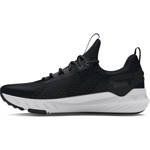 Under Armour Men's Project Rock Blood Sweat Respect 4, (001) Black/Castlerock/White, US