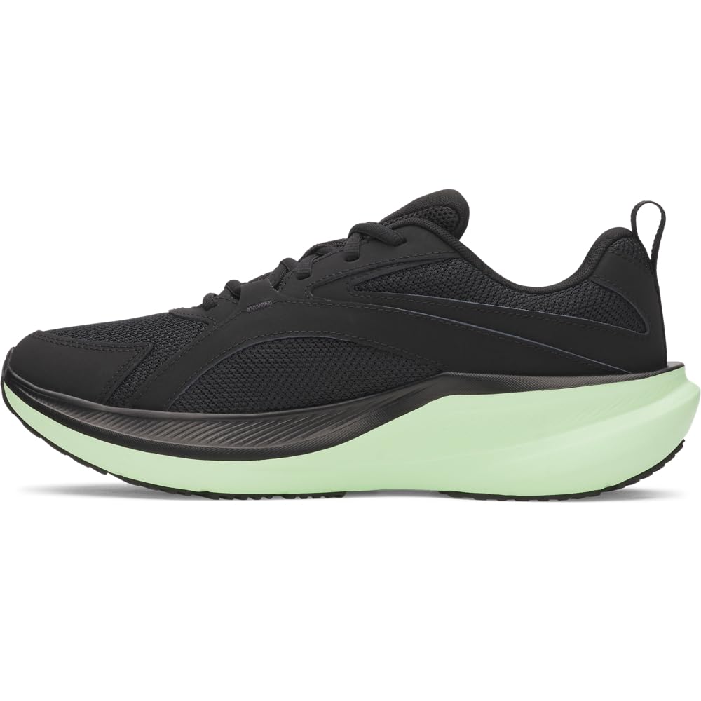 Under Armour Men's Charged+ Assert 11 Running Shoe, (003) Black/Black/Lumos Lime, US