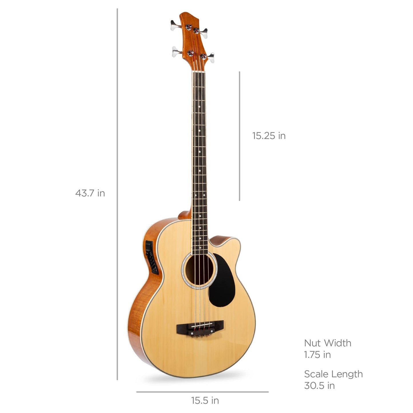 Best Choice Products Bajo Electroacústico (Natural / 4 Cuerdas)