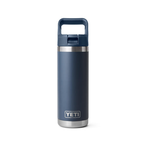 YETI Botella Rambler de 18 oz con Tapa de Pajilla (Azul Marino)