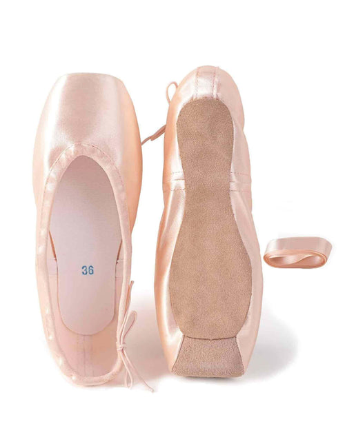 Daydance Girls Ballet Pointe Shoes Women Ballerina Shoes with Suede Sole Including Ribbon Band, Elastic Band, Toe Pad