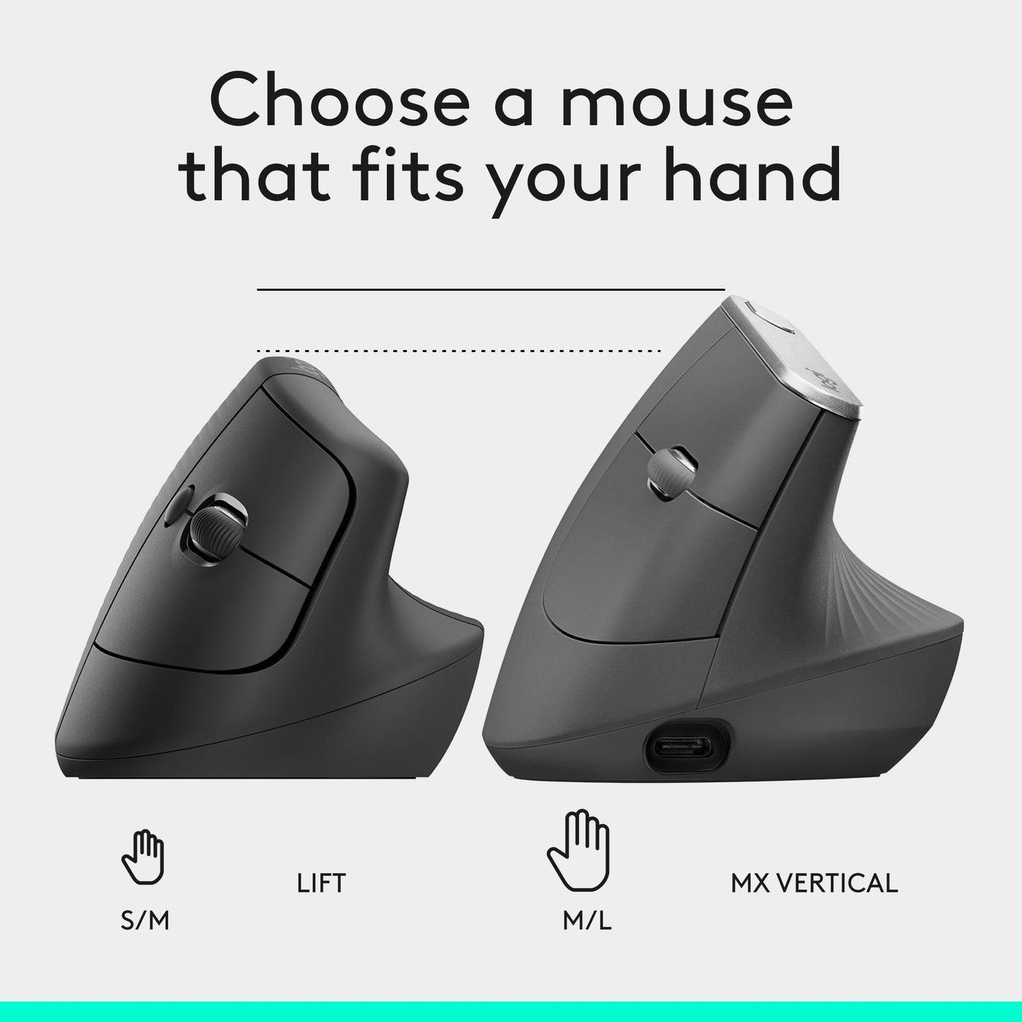 Logitech Ratón Ergonómico Vertical Lift (Inalámbrico / Grafito)