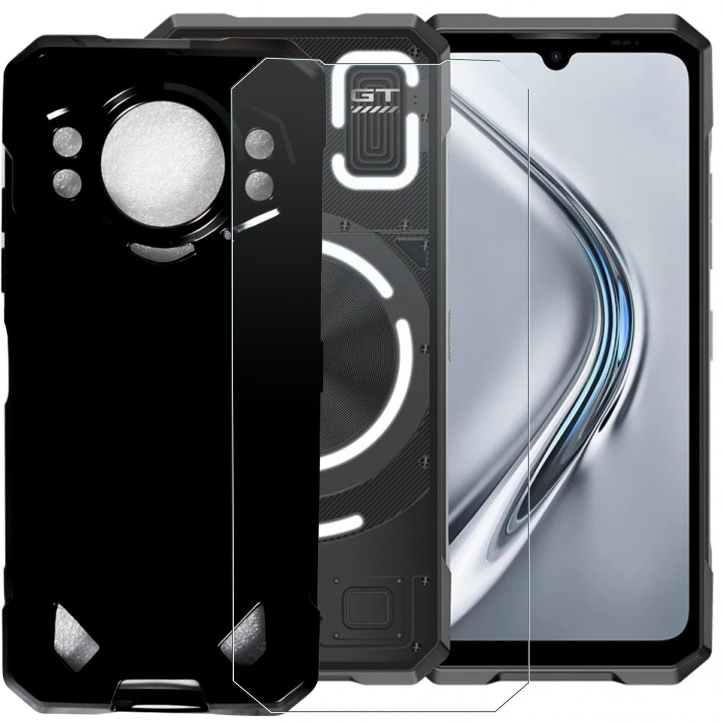 TNKISRY Funda Protectora Antigolpes para Teléfono Doogee S200 (6.72 Pulgadas / Negro)