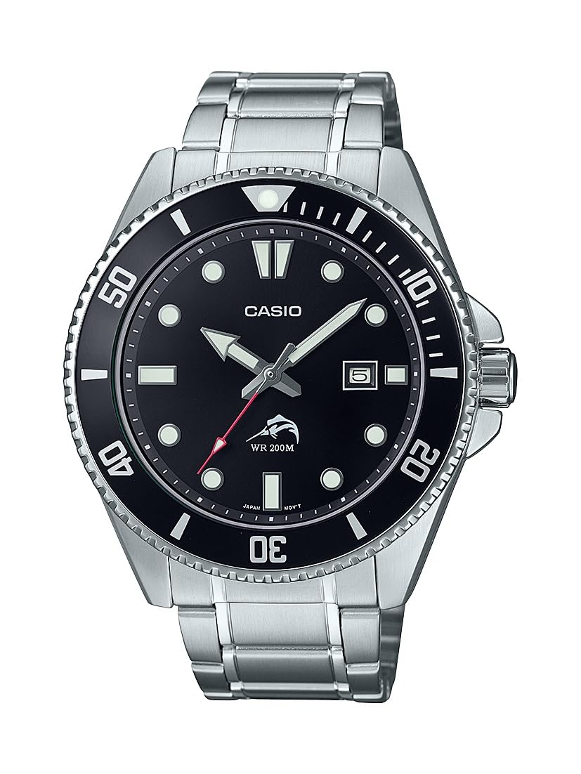 Casio Classic Diver Stainless Steel Watch Date Indicator MDV-106DD-1A1VCF, Black/Silver