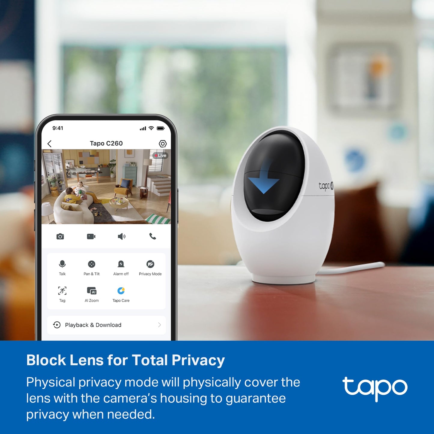 Tapo Cámara de Seguridad Inteligente para Interiores 4K Pan/Tilt (C260)
