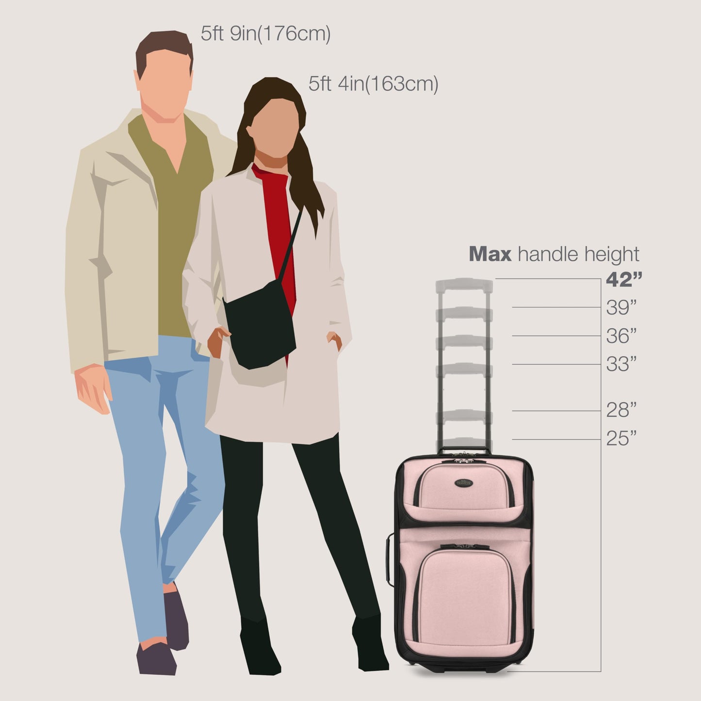 U.S. Traveler Rio Juego de Maletas Ligeras (2 Ruedas / Pink)