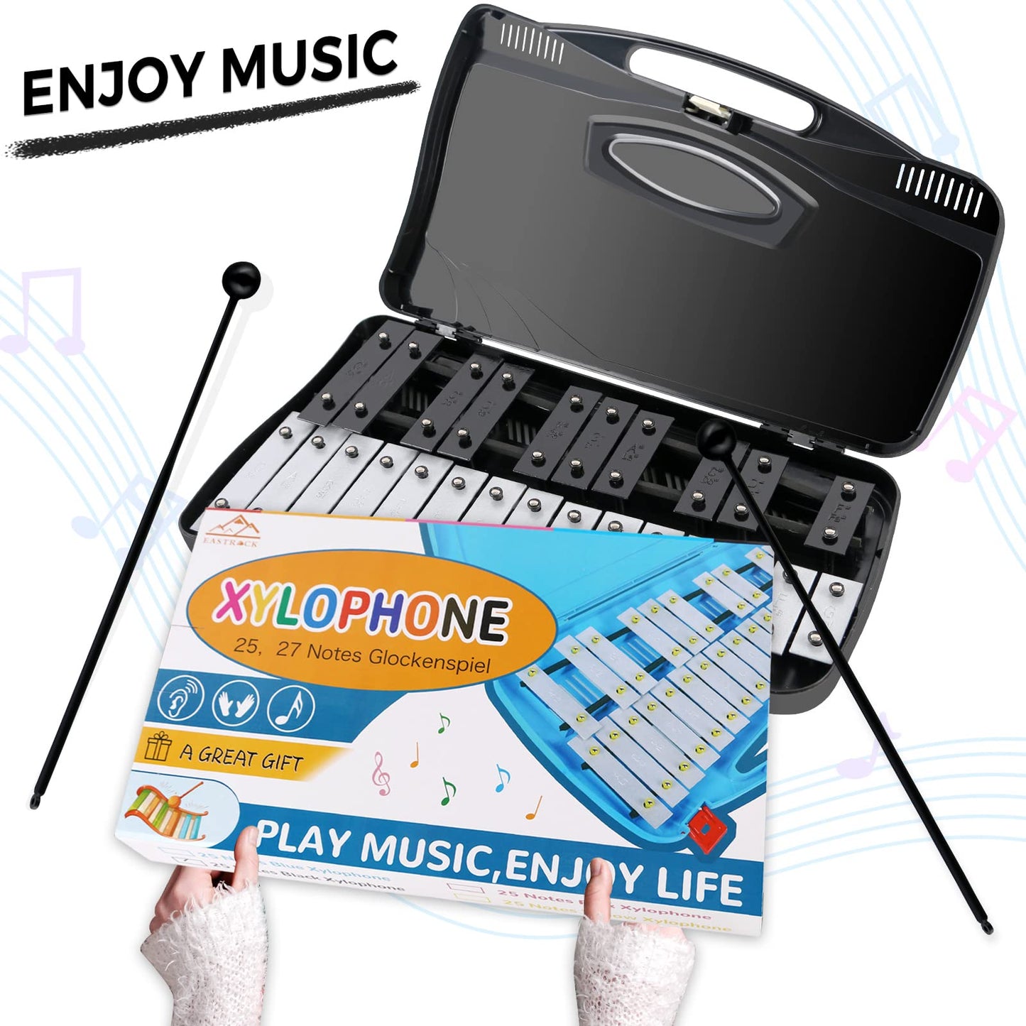 EASTROCK Xylophone, 25 Notes Glockenspiel, Professional Xylophone Instrument, Gifts