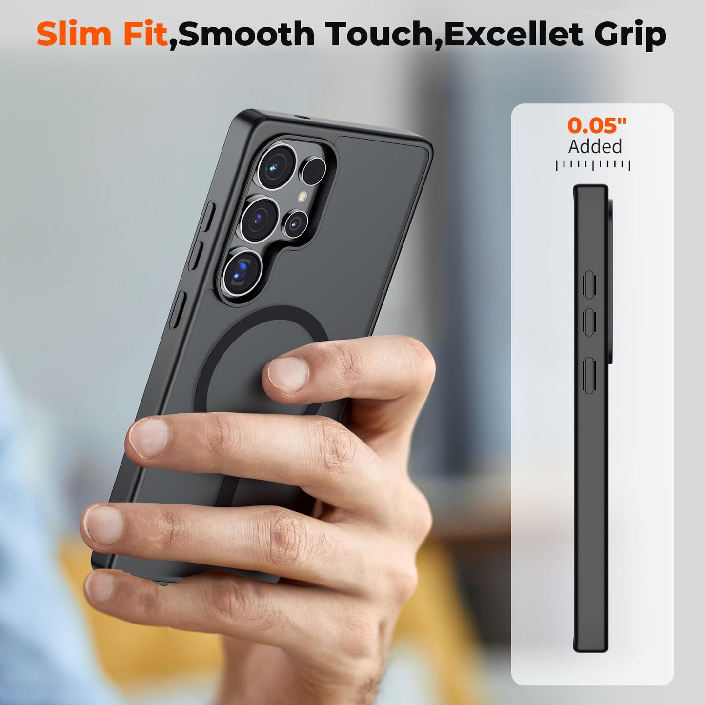 SUPFINE Funda Magnética para Samsung Galaxy S25 Ultra (Negro)