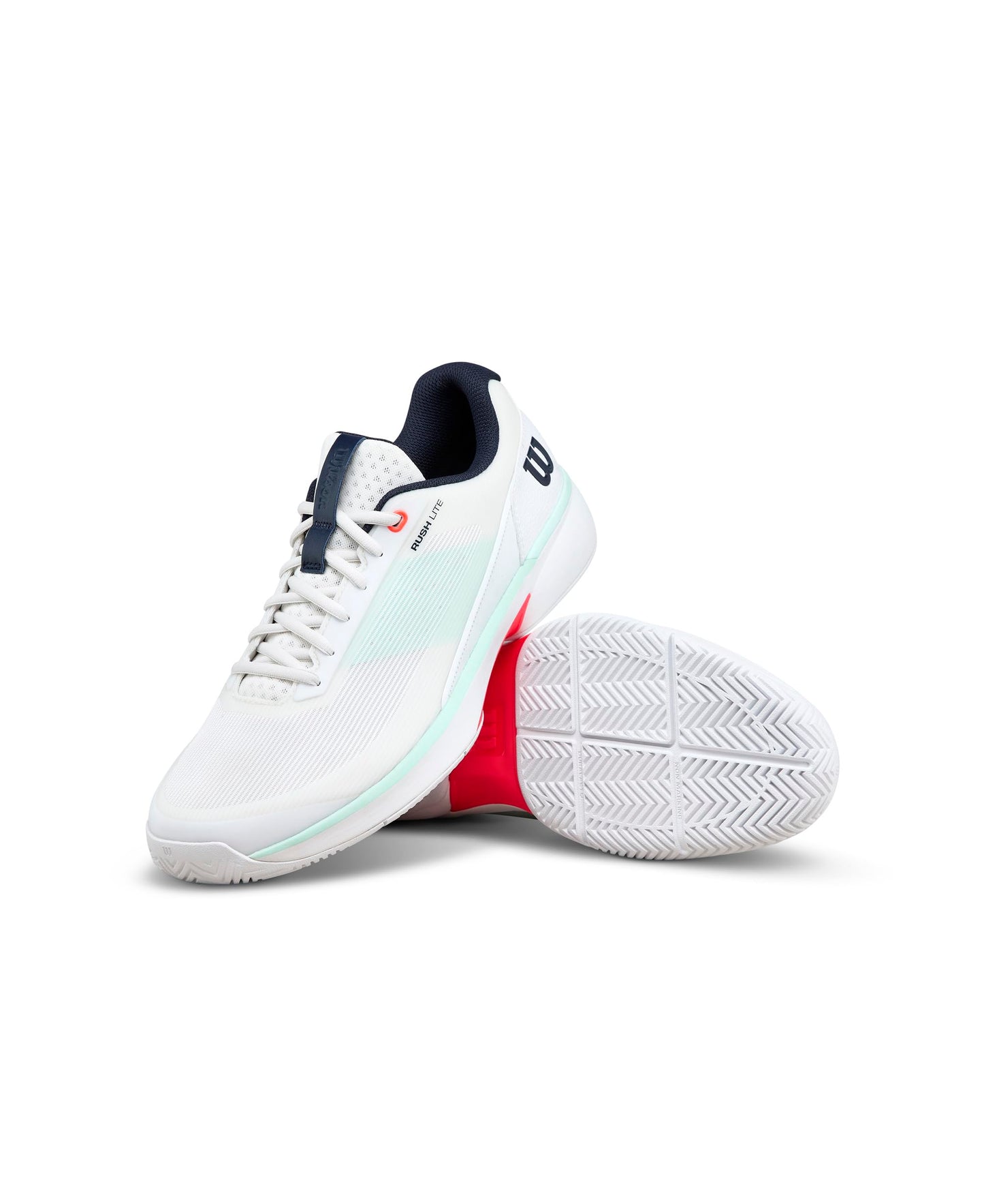 WILSON Rush Lite 5 Men's Tennis Shoe - White/Bay/Fiery Coral