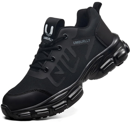 Hogent Steel Toe Shoes for Men Lightweight Comfortable Non Slip Work Shoes Women Puncture Proof Safety Sneakers for Industrial Construction & Daily Life, Black