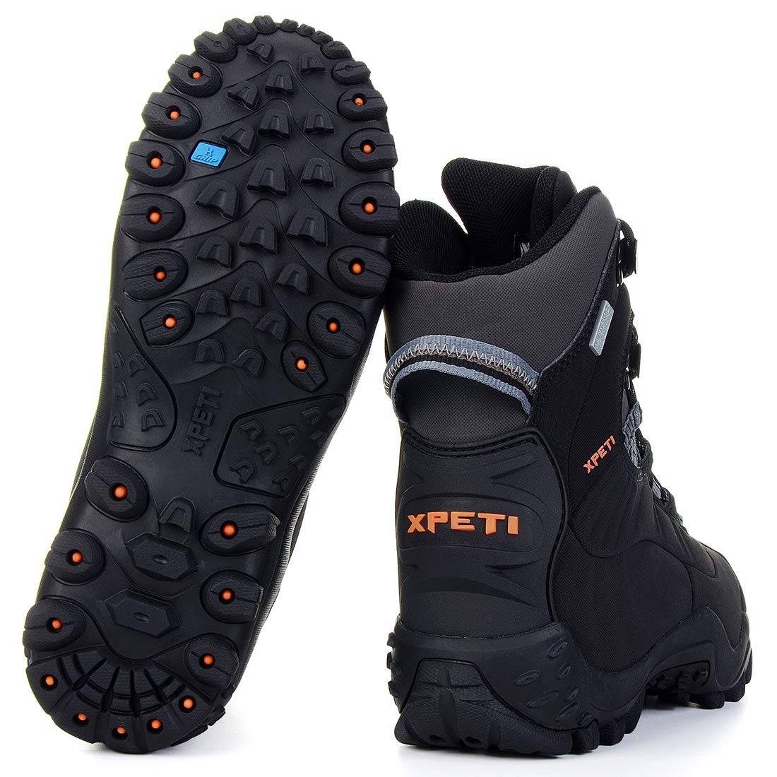 XPETI Men’s Thermator Mid-Rise Waterproof Hiking Boot Insulated Non-Slip Black 8