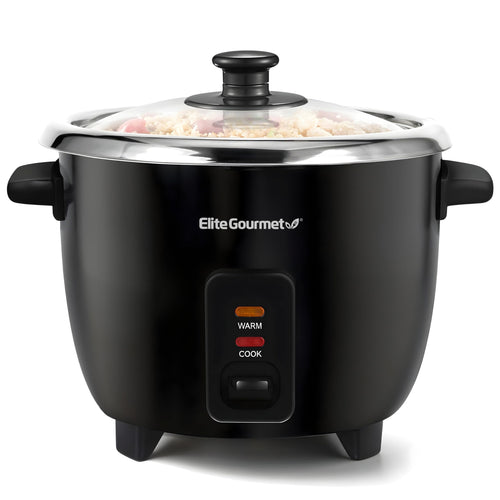Elite Gourmet Olla Arrocera Eléctrica de 6 Tazas (Negro)