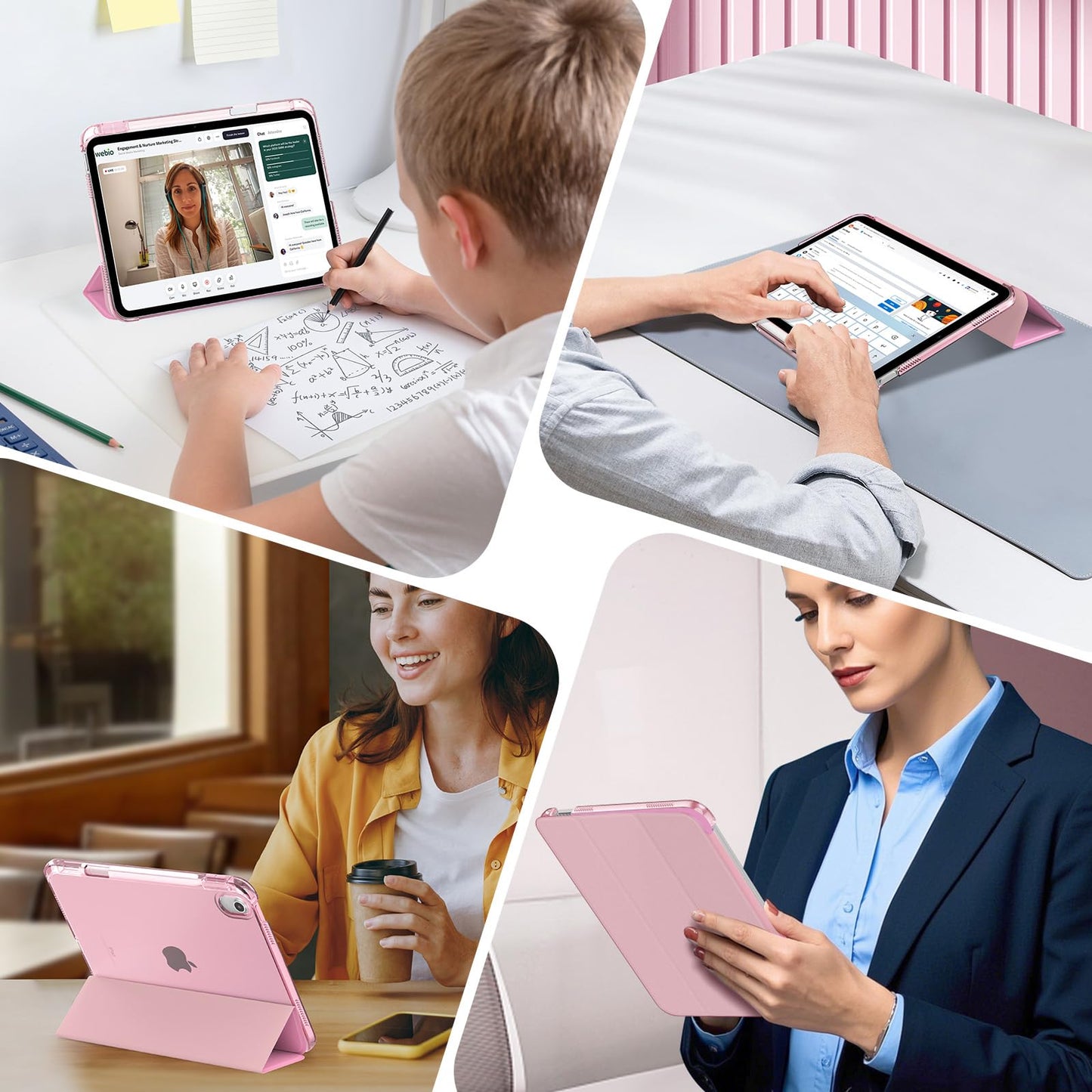 MoKo Funda Tríptica para iPad 11ª y 10ª Generación (Rosa)
