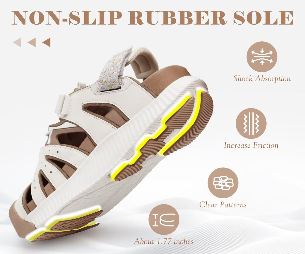KuaiLu Womens Orthopedic Closed Toe Walking Sandals with Arch Support