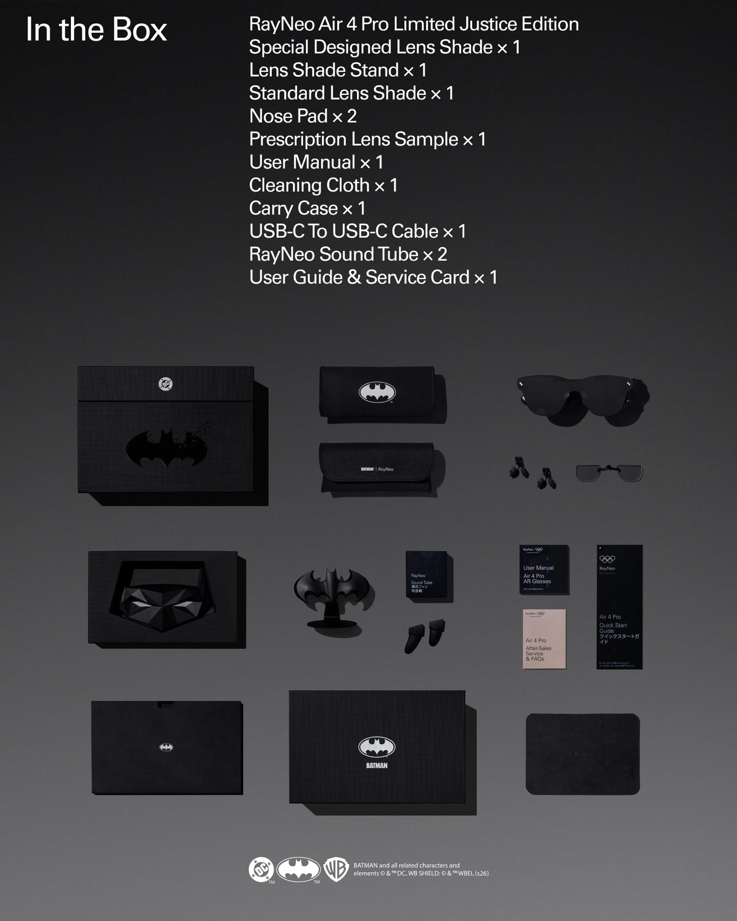 RayNeo Lentes AR/XR Air 4 Pro Edición Batman