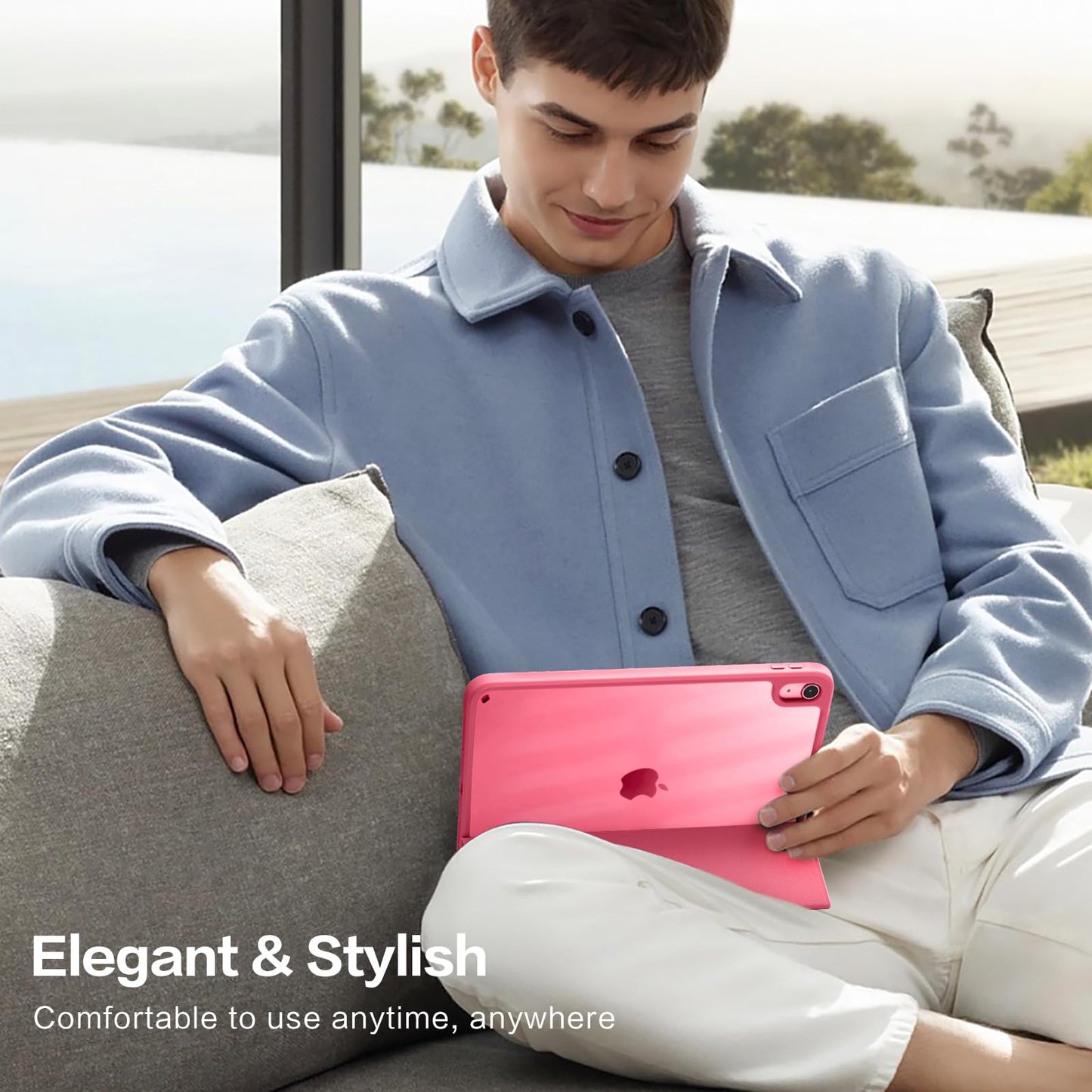 Wenlaty Funda Protectora Plegable para iPad (Rosa Sandía)
