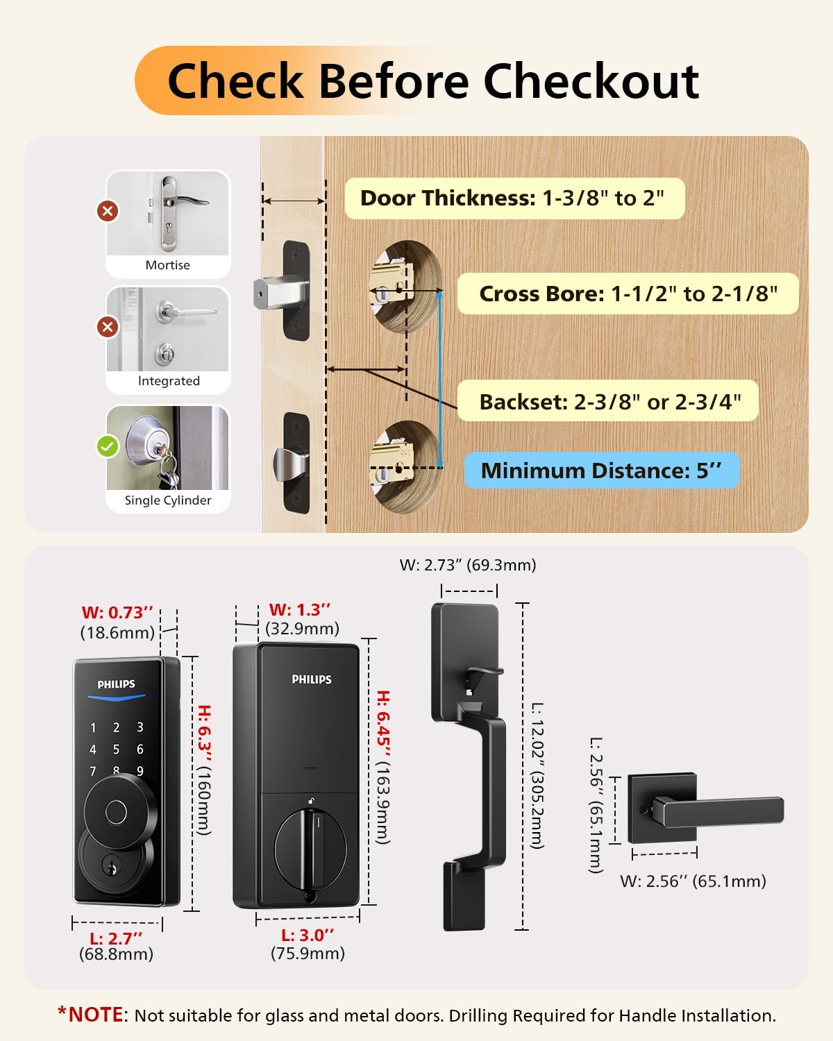 Philips Cerradura Inteligente WiFi con Mango (Negro Mate)
