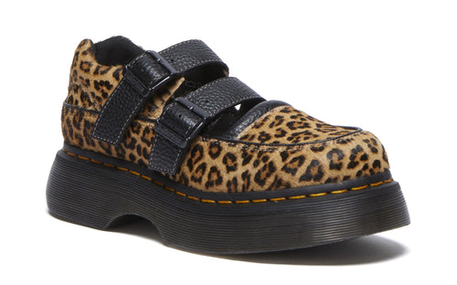 Dr. Martens Women's Buzz Mary Jane Shoes, Light Tan Mini Leopard Spot Hair On