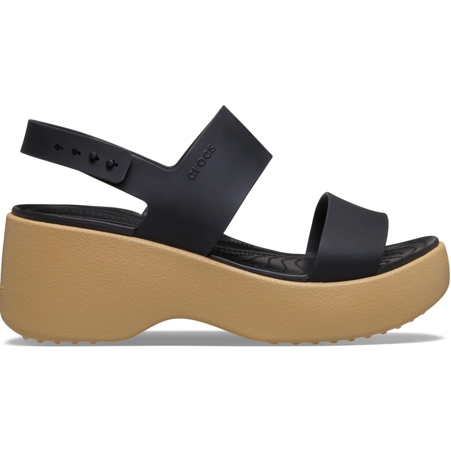 Crocs Womens Brooklyn Sky Sandals, Wedge Sandals, Black/Cashew