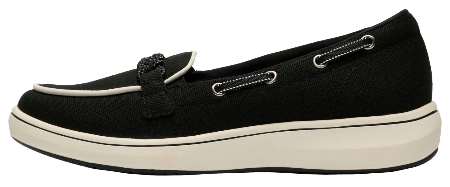 Clarks Women's BreezeSky Bay CloudSteppers Loafer, Black Canvas