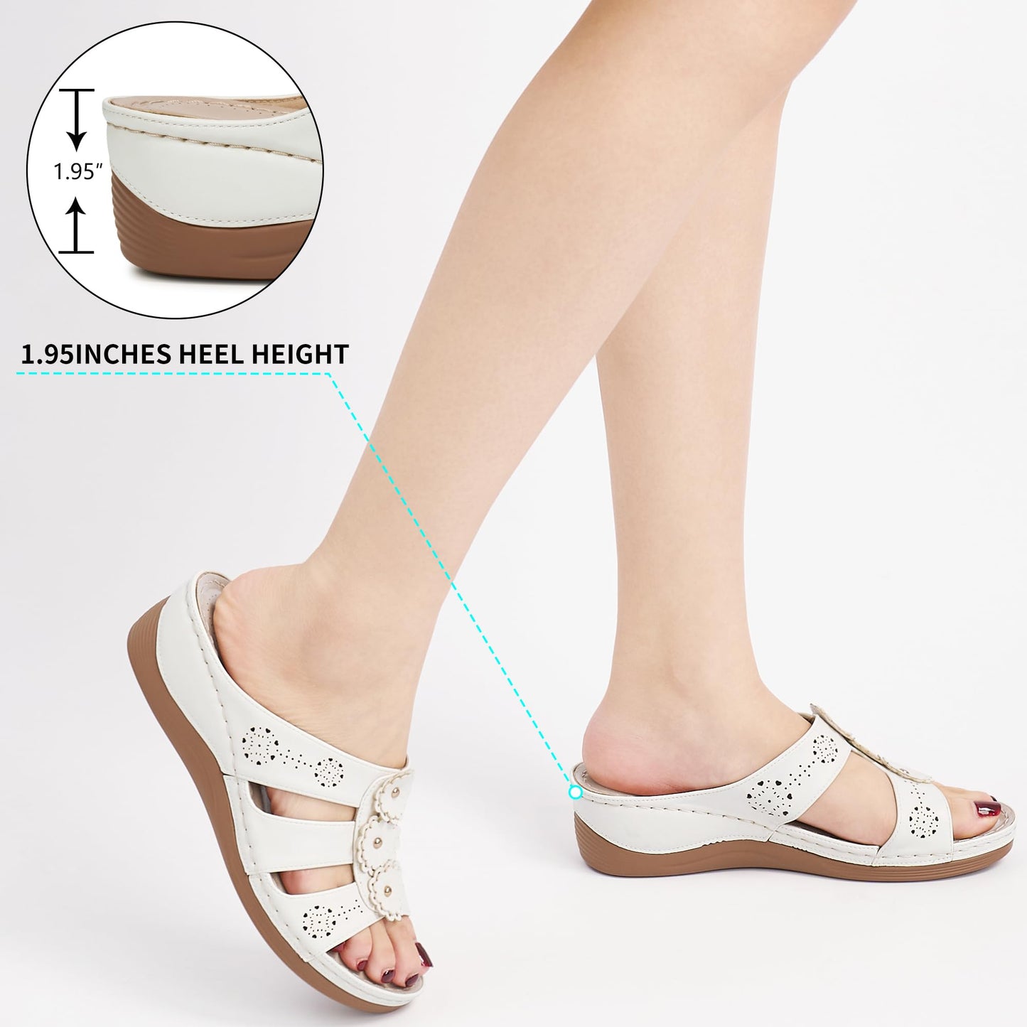 Ablanczoom Womens Sandals Wedge Shoes: Comfortable Dressy Open Toe Wedges Casual Slip On Summer Platform Sandal for Walking Outdoor