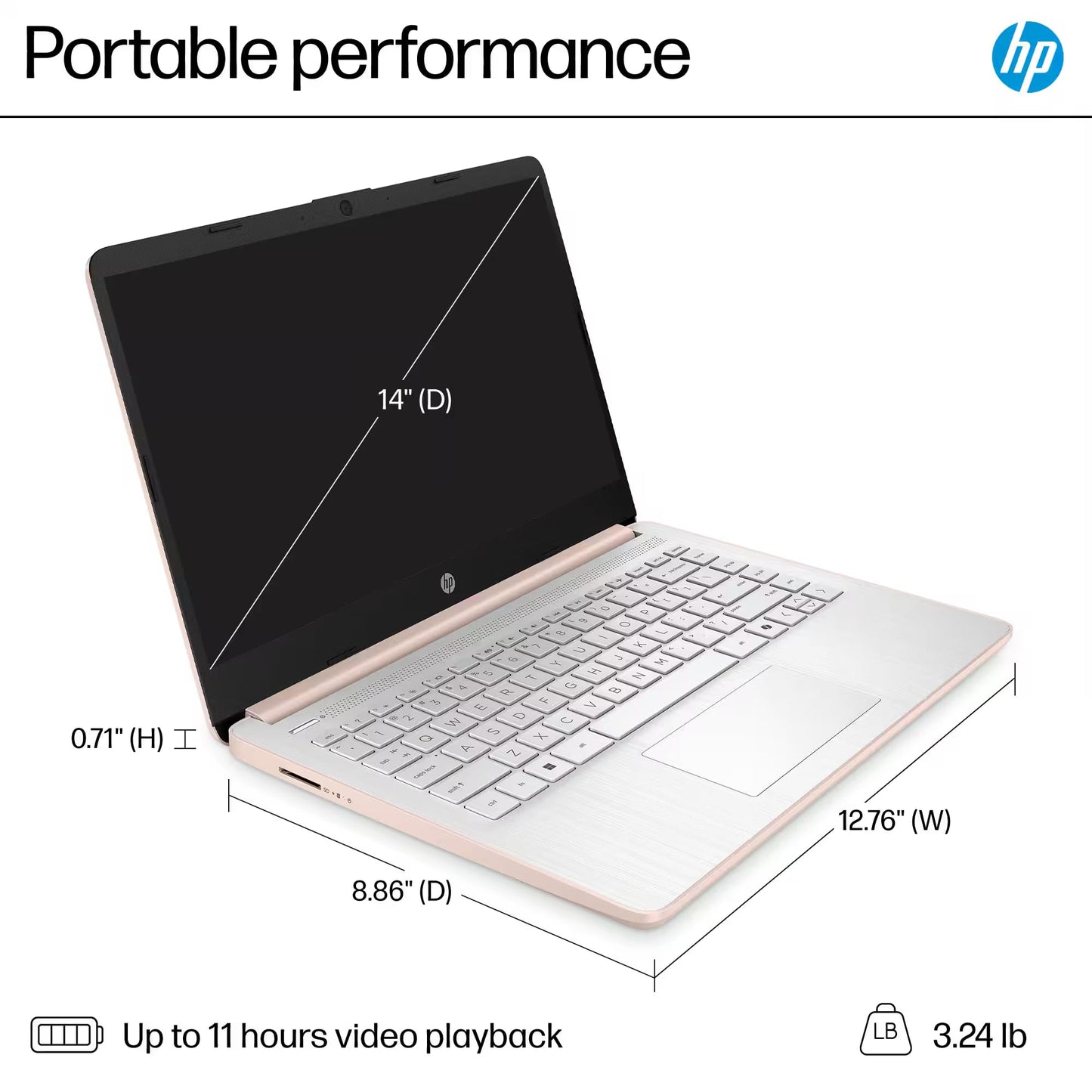 HP Laptop Delgada de 14" 2025 (628GB / Rose Gold)