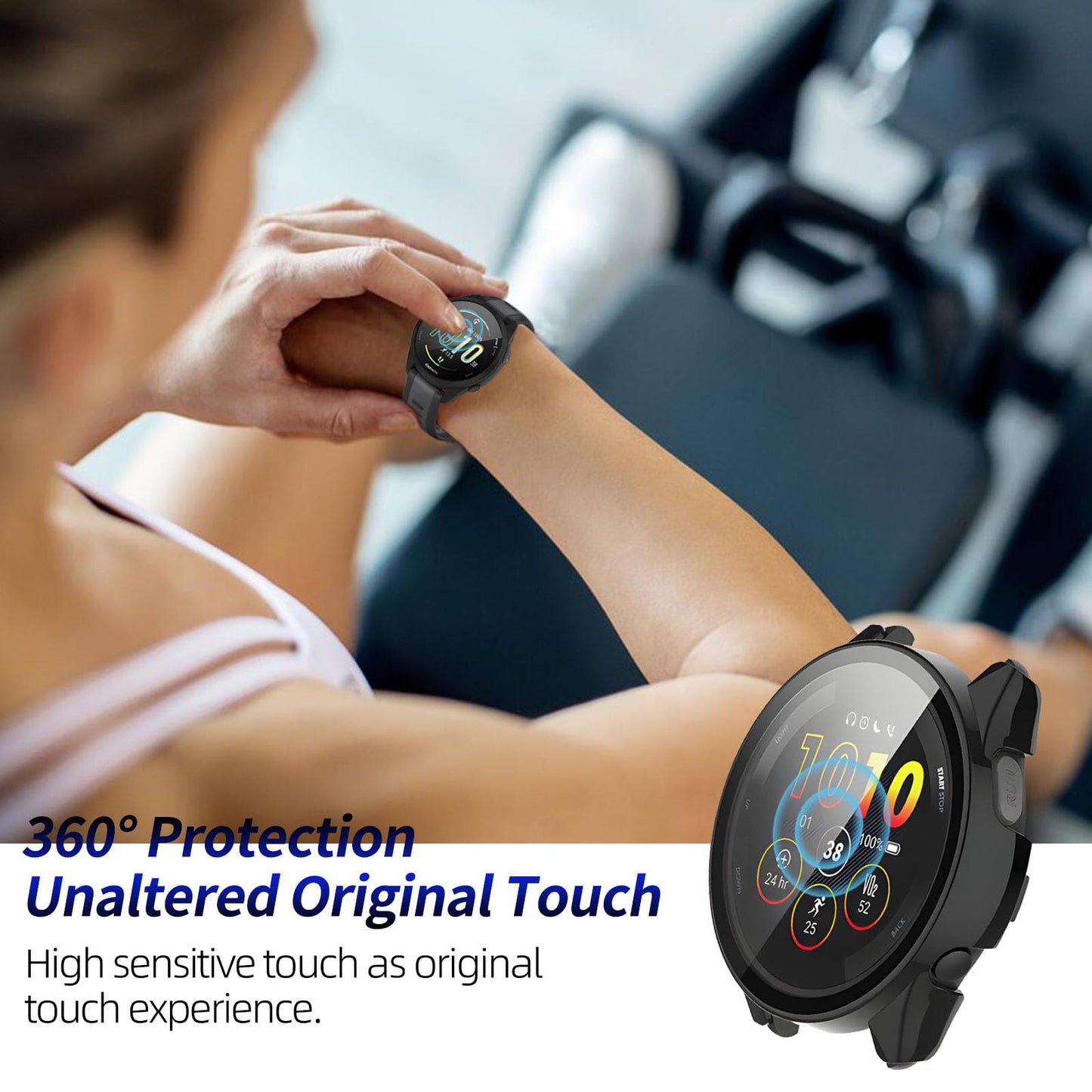 Kimiyaki Protector de Pantalla y Funda para Garmin Forerunner 165 (Paquete de 2)