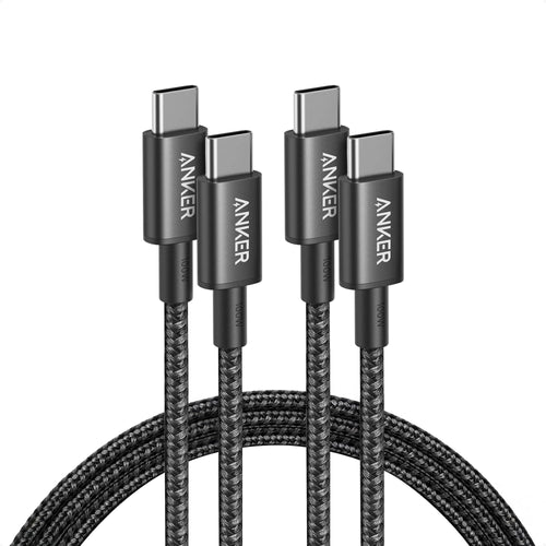 Anker Cable Cargador Rápido USB C a USB C (Paquete de 2 / 6 FT / Negro)