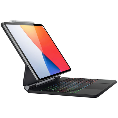 doqo Funda con Teclado Inalámbrico Retroiluminado para iPad (Negro)