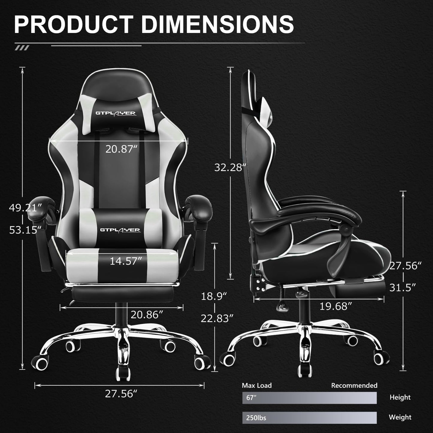 GTPLAYER Silla Gaming para Computadora (Pearl White)