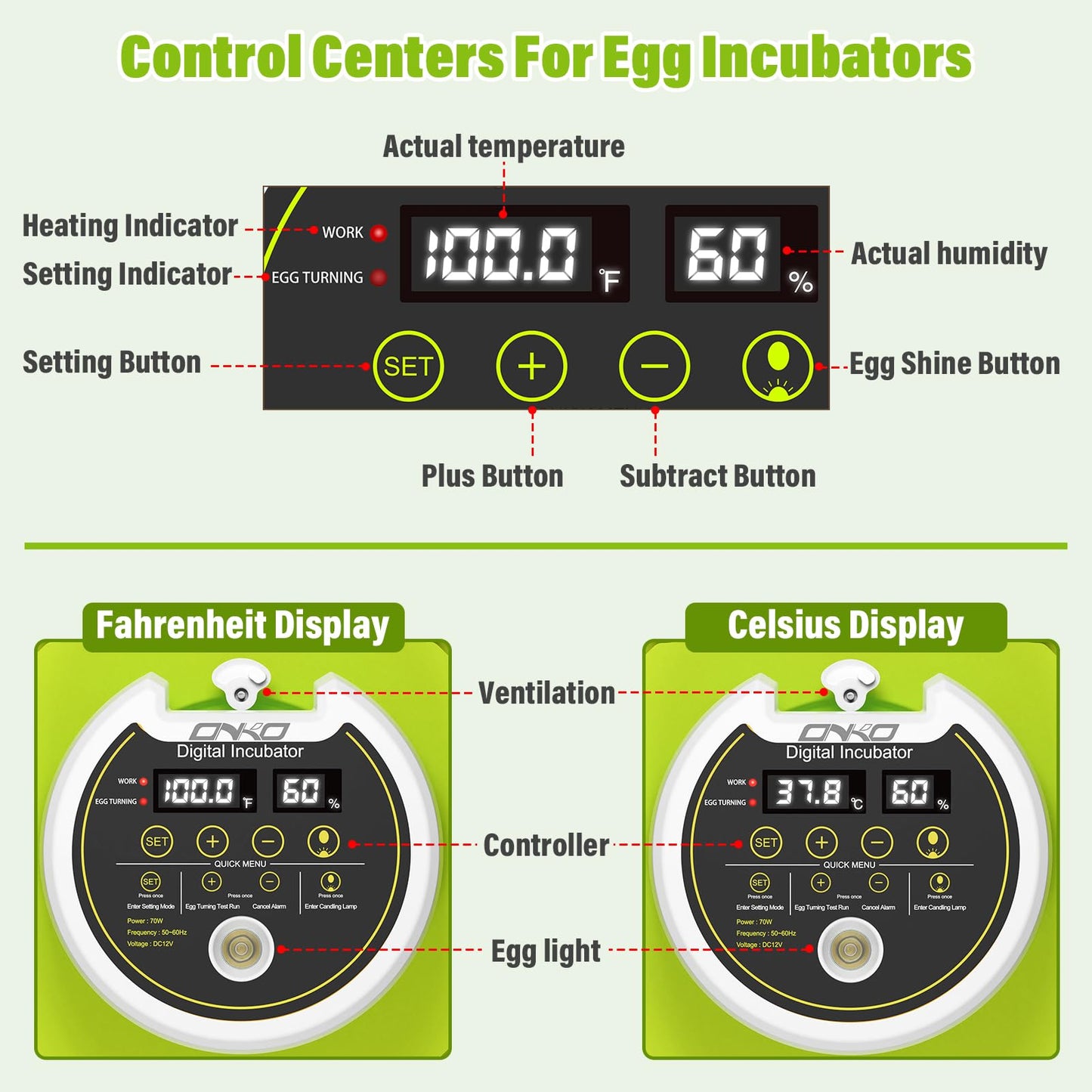 Incubadora de Huevos con Volteo Automático y Control de Humedad (Capacidad de 18 Huevos)