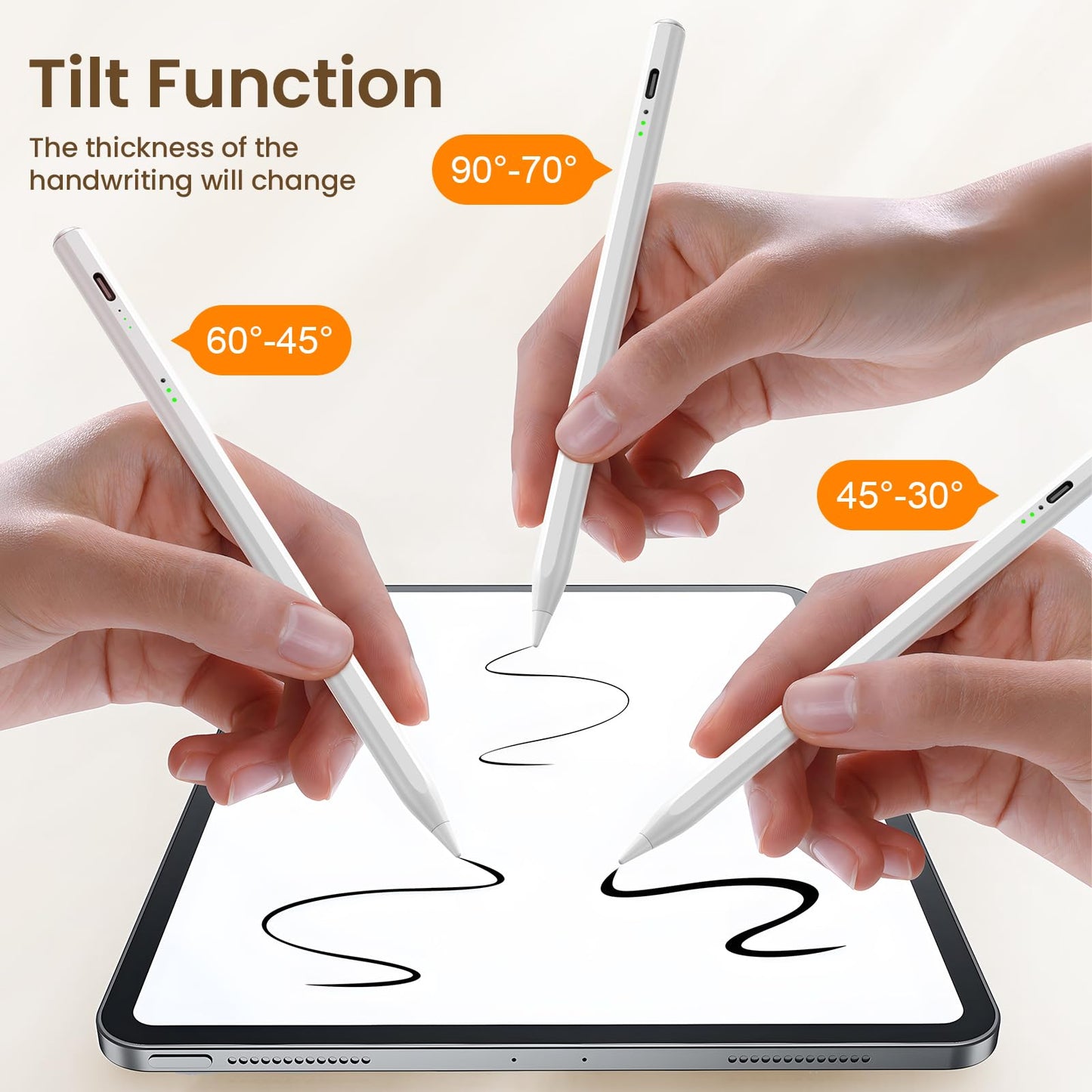 Hastraith Stylus Pen for iPad(2018-2026)-13 Mins Fast Charge with Tilt Sensitivity & Palm Rejection for iPad 11/10/9/8/7/6th Gen, Air 5/4/3/M4/M3/M2, Pro 13"/12.9"/11"/M4, Mini 7/6/5th, White