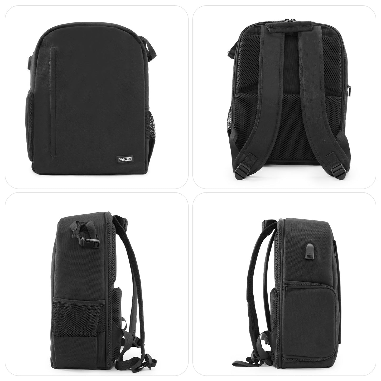 CADeN Camera Backpack Bag for DSLR/SLR Mirrorless Camera Waterproof with 15.6 inch Laptop Compartment, USB Charging Port, Tripod Holder, Rain Cover, Camera Case Compatible for Sony Canon Nikon Black L