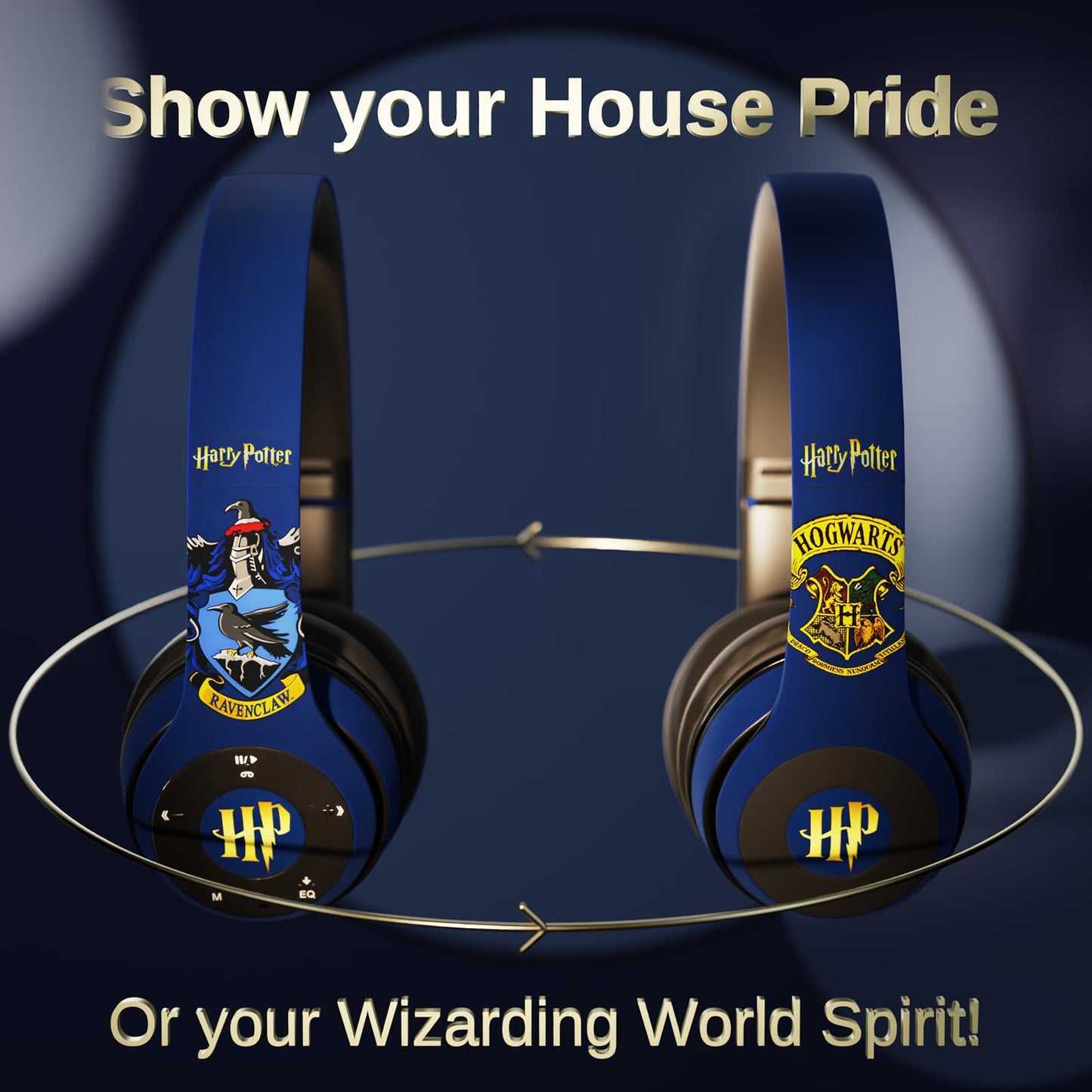 iJoy Harry Potter Ravenclaw Bluetooth Headphones with Built in Mic | Officially Licensed Wireless Headphones, Foldable Headset | Harry Potter Gifts for Women, Men, Teens, Kids & All Fans of Ravenclaw