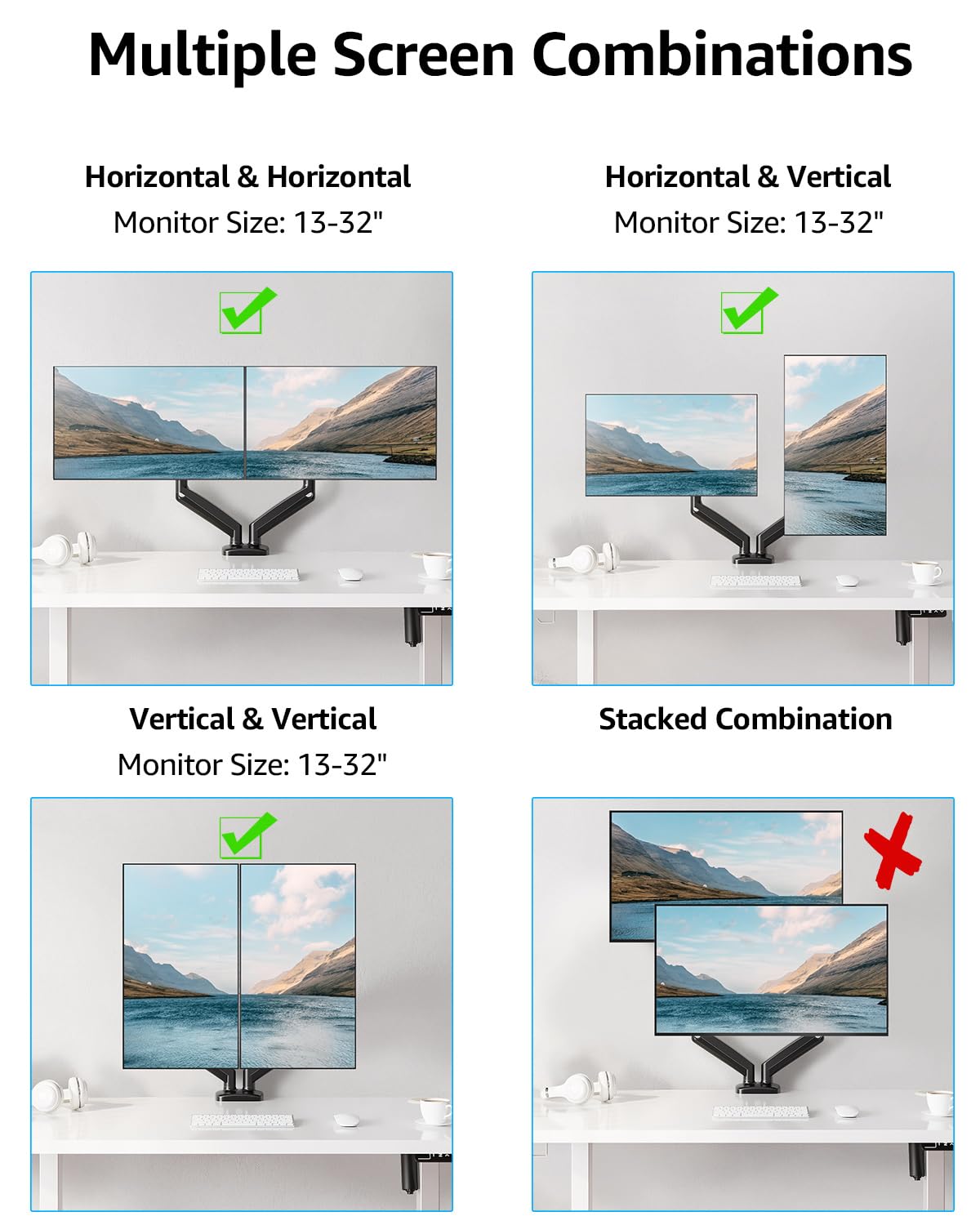 MOUNTUP Soporte para Monitor Dual (Altura Ajustable)