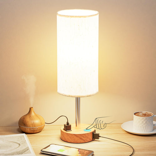 Fenmzee Lámpara de Mesa de Noche (USB C / Salida CA)