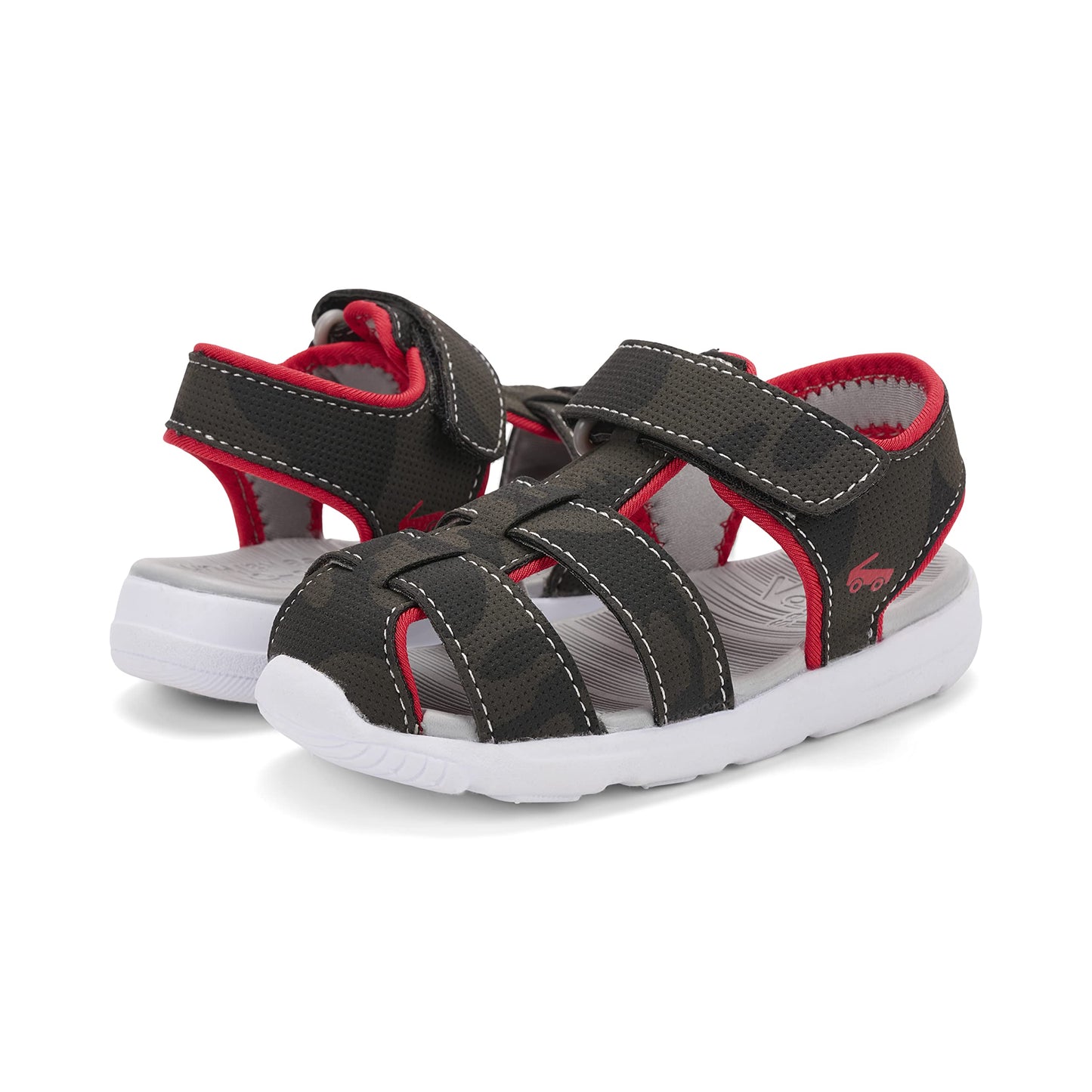 See Kai Run Cyrus Flexirun - Sporty Fisherman Closed-Toe Sandal for Boys, Gray/Red