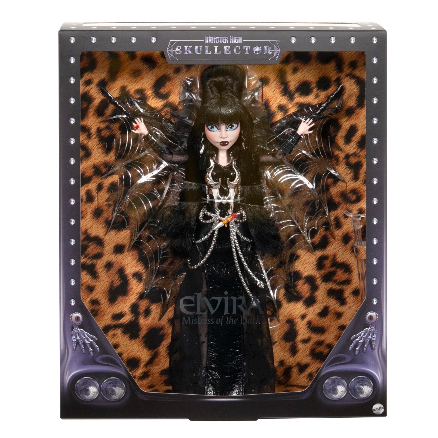 Monster High Muñeca Coleccionable Elvira (Vestido Negro Faux Leather)