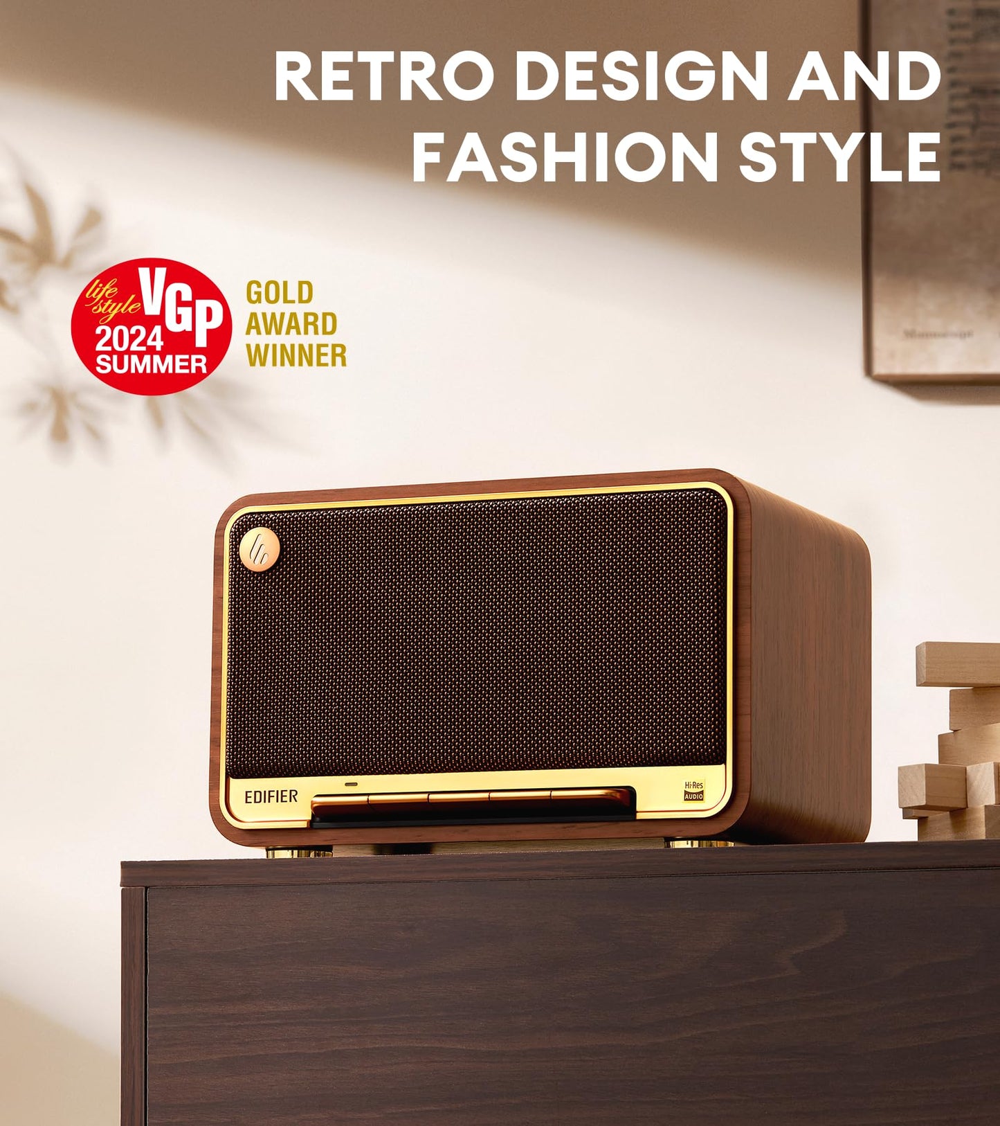 Edifier D32 Altavoz Inalámbrico de Mesa (Marrón / 60W RMS)