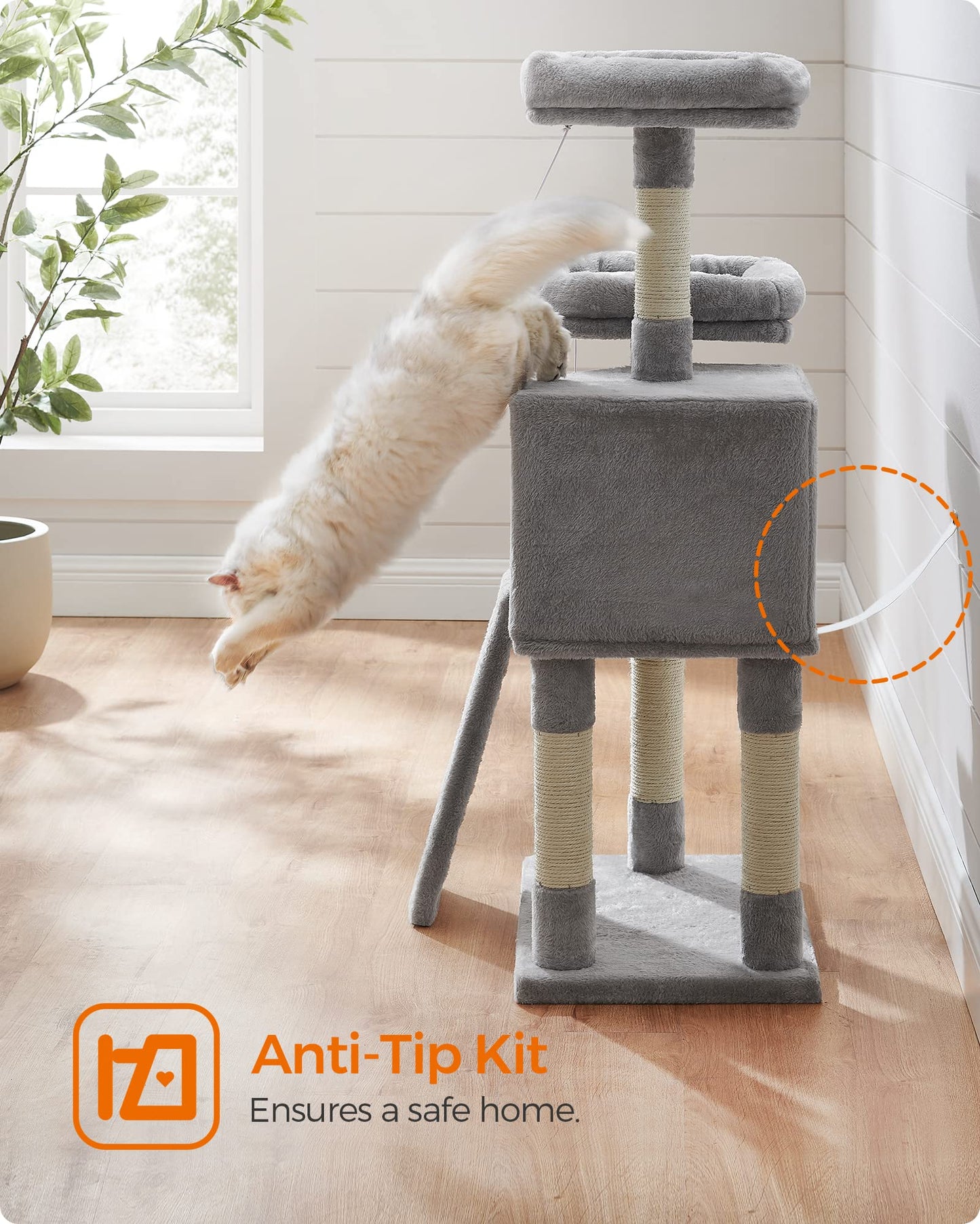 Feandrea Torre para Gatos UPCT141W01 de 45.3" (Gris Claro)