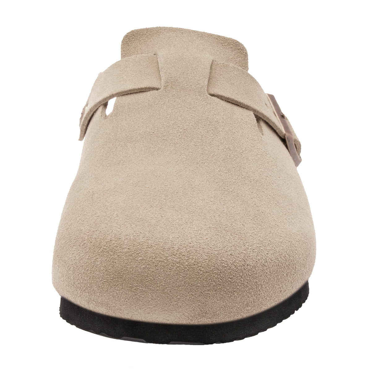 Brelzo Calvior Women's Suede Clogs Men's Slip-On Mules Non-Slip Potato Shoes Arch Support Sandals with Adjustable Buckle for Indoor & Outdoor Use Tan