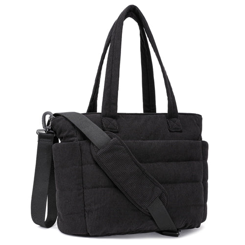 AOCINA Bolso de Mano Acolchado para Mujer (Pana Negro Azabache)