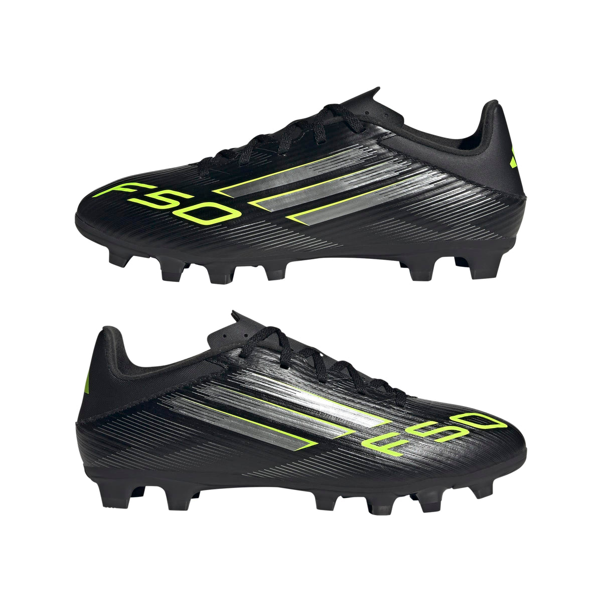 Adidas Unisex-Adult F50 Club Firm Ground/Multi Ground, Black/Iron Metallic/Lucid Lemon