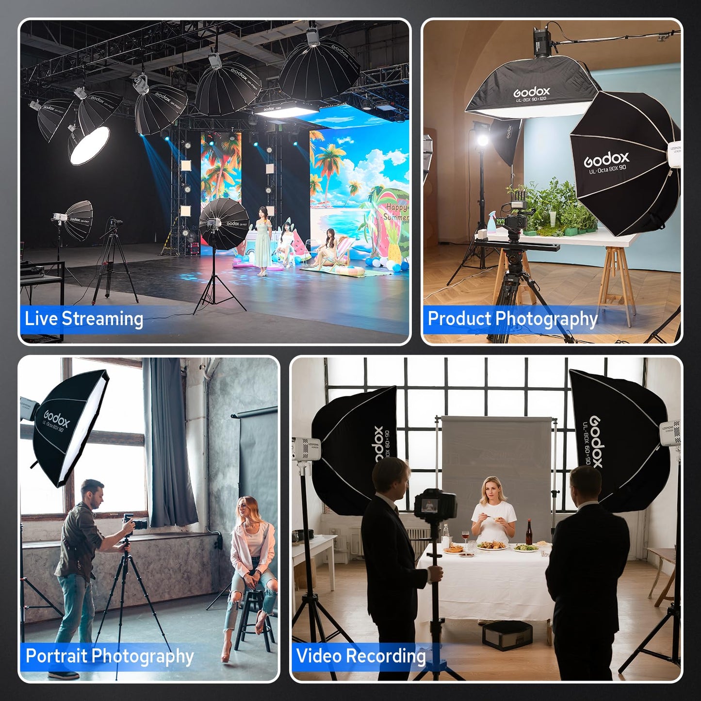 Godox Litemons LE200Bi Bicolor LED Video Light, 220W 57700Lux@1M CRI98+ Bowens Mount LED Light, Studio Bright with APP Control, 11 FX Effects, 0-100% Brightness(White)