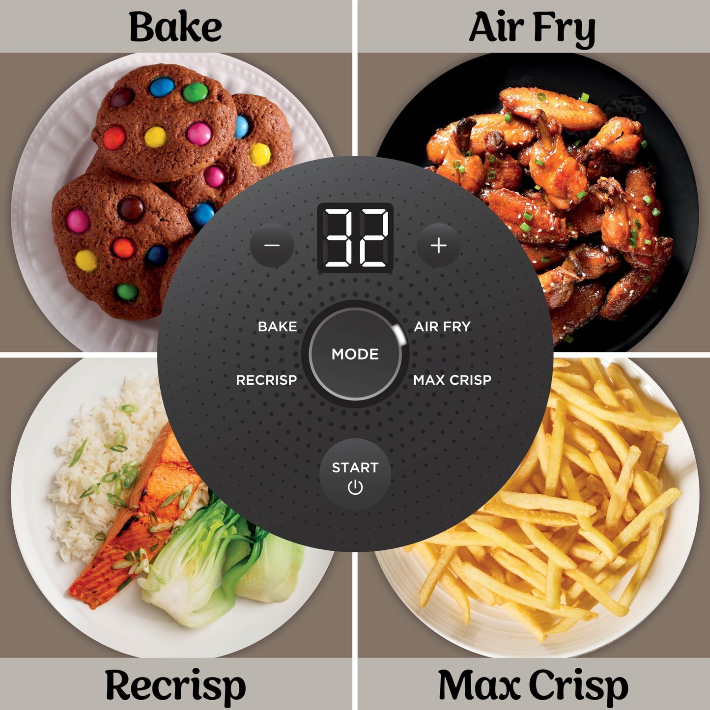 Ninja Freidora de Aire de Vidrio Crispi 4 en 1 (Stone)