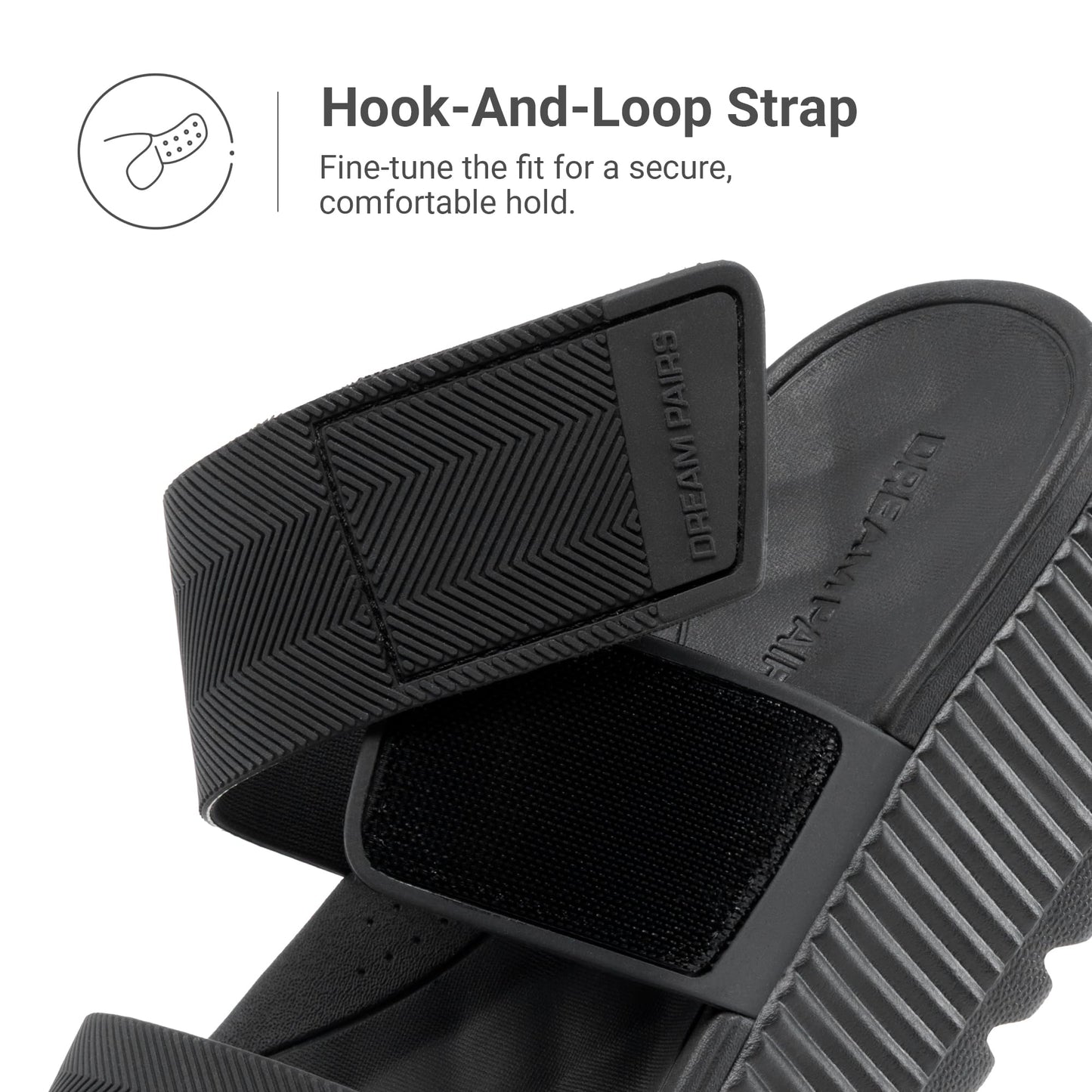 DREAM PAIRS Women's Platform Slip on Adjustable Sandals Lightweight Comfortable Non-Slip Vacation Beach Chunky Open Toe Wedges for Summer Waterproof Shoes 2026, All Black, SDWS26004W