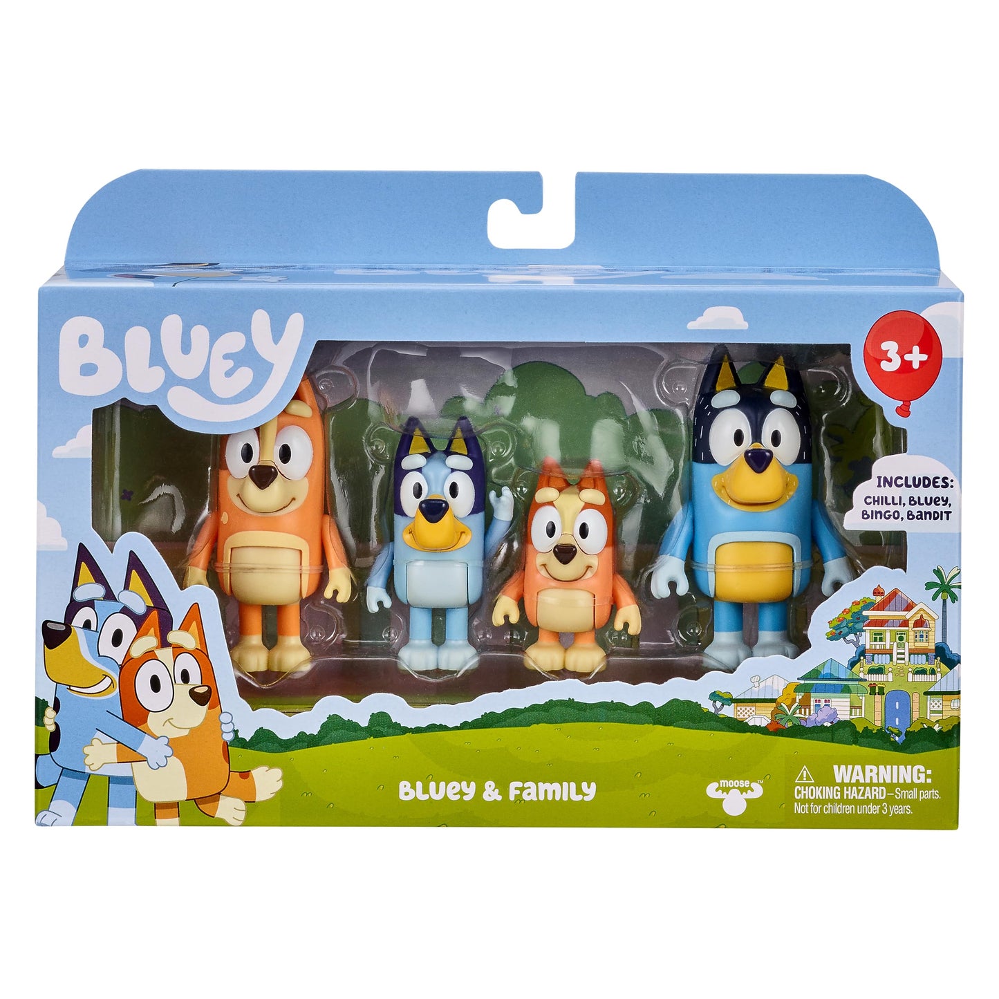 Bluey Paquete de 4 Figuras Familiares (Para Niños de 3+ Años)